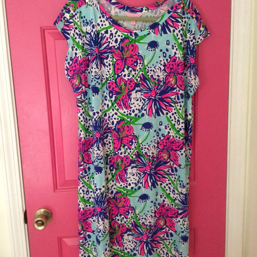 Lilly Pulitzer Robyn Floral Dress in Blue and Pink